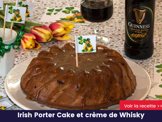 Irish Porter Cake et crème de Whisky